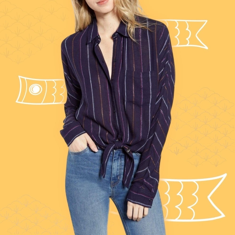 Rails ‘Rylan’ Striped Navy Blue Women's Top in “Santiago Stripe” Size Small